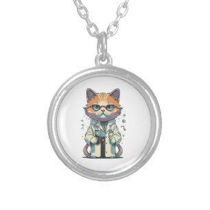 Cat Lab Focused Silver Plated Necklace