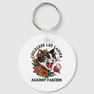 Cat Ladies Against Fascism Feminist Keychain