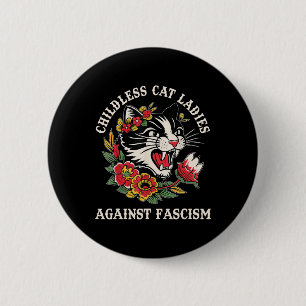Cat Ladies Against Fascism Funny Cat Feminist 2  Button