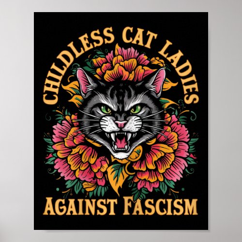 Cat Ladies Against Fascism President Kamala Harris Poster