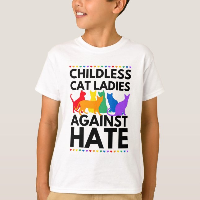 Cat Ladies Against Hate Vote For Kamala-harris  T-Shirt (Front)