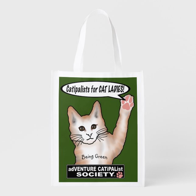 Cat Ladies Cat Reusable Grocery Bag (Front)