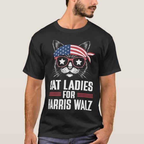 Cat Ladies For Harris Waltz Cat 2024 President Har T_Shirt