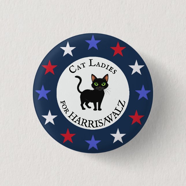 Cat Ladies for Harris/Walz Design  Button (Front)