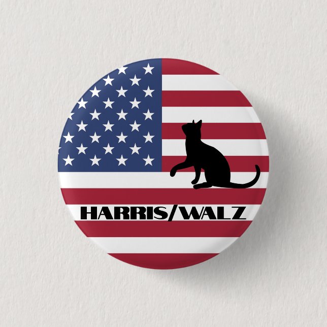 Cat Ladies for Harris/Walz Design Button (Front)