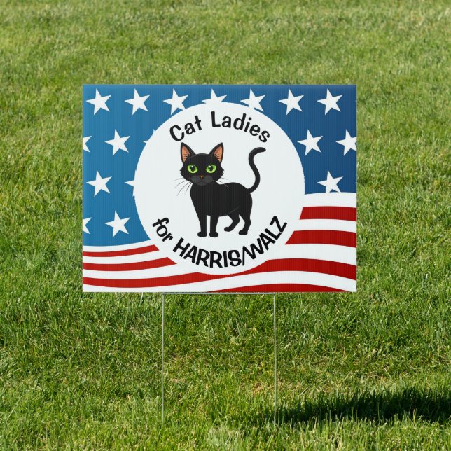 Cat Ladies for Harris/Walz Design Yard Sign (Insitu)