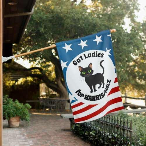 Cat Ladies for HarrisWalz House Flag