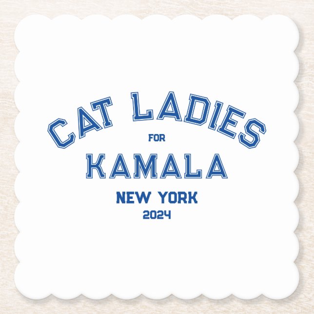 Cat Ladies For Kamala 2024 Custom State Party Paper Coaster (Front)