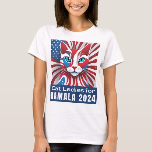 Cat Ladies for Kamala 2024 Democrat T_Shirt