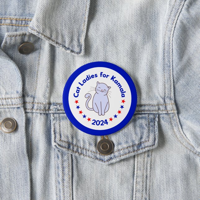 Cat Ladies for Kamala 2024 Election Button (In Situ)