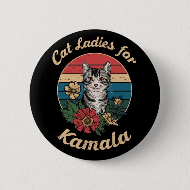 Cat Ladies For Kamala (4) Button (Front)