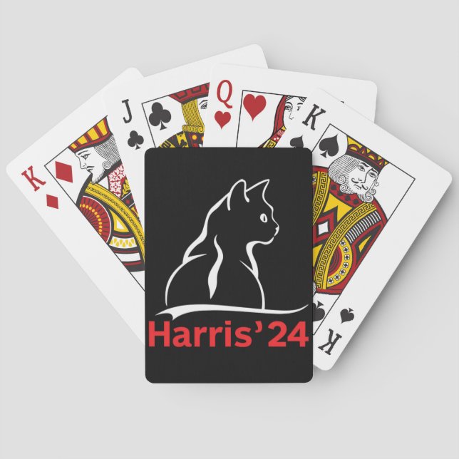 Cat Ladies for Kamala Cat 2024 President Kamala  Poker Cards (Back)