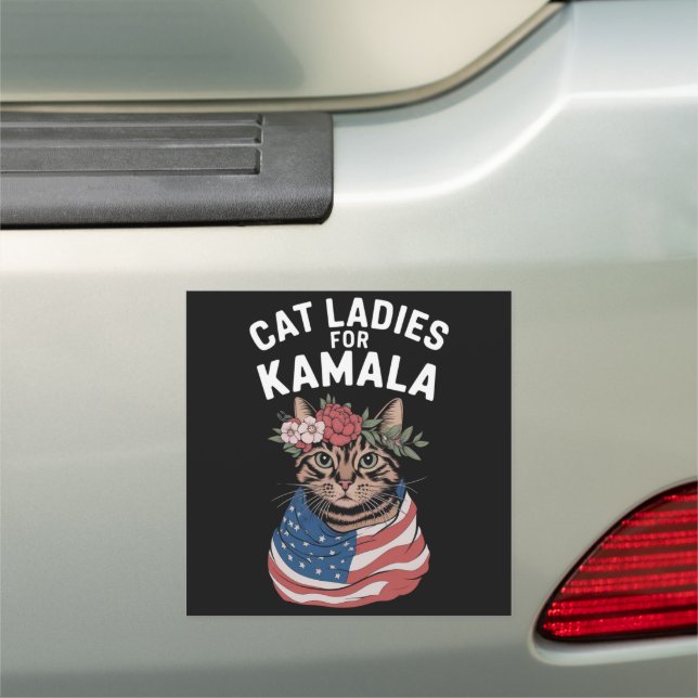 Cat Ladies For Kamala Cat Lady Harris Election Car Magnet (In Situ)