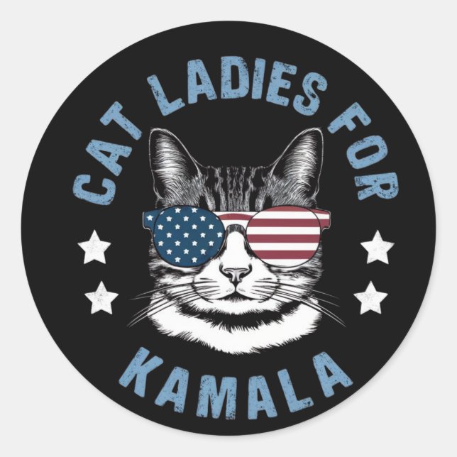 Cat Ladies For Kamala Classic Round Sticker (Front)