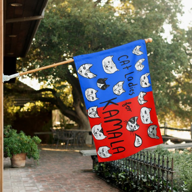 CAT LADIES for KAMALA Cute VOTE ELECTION House Flag (In SItu)