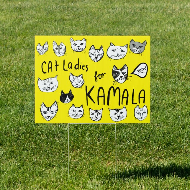 CAT LADIES for KAMALA Cute VOTE ELECTION Sign (Insitu)