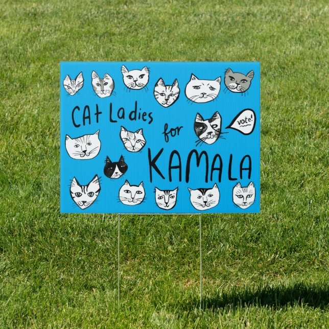 CAT LADIES for KAMALA Cute VOTE ELECTION Sign (Insitu)