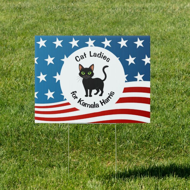 Cat Ladies for Kamala Design Yard Sign (Insitu)