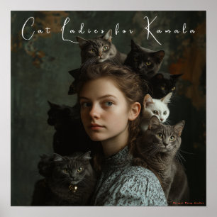 Cat Ladies for Kamala Fine Art Poster