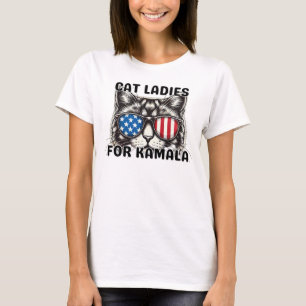 Cat Ladies for Kamala funny 2024 election politics T-Shirt