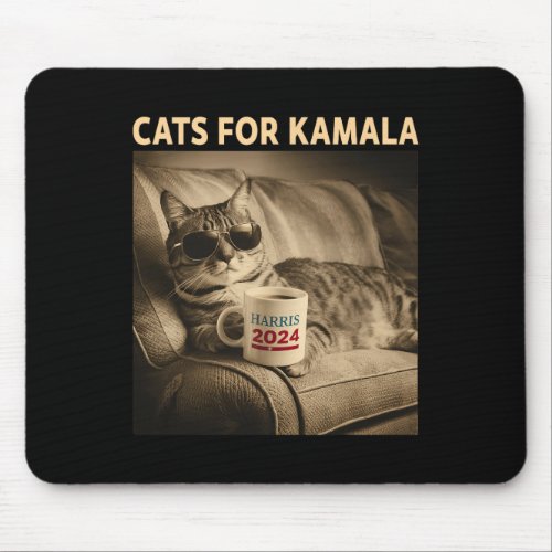 Cat Ladies For Kamala Funny Cat 2024 President Kam Mouse Pad