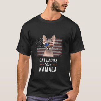 Cat Ladies for Kamala Funny Cat 2024 President Kam T-Shirt