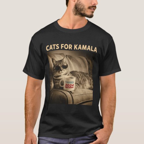 Cat Ladies For Kamala Funny Cat 2024 President Kam T_Shirt