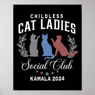 Cat Ladies For Kamala Harris 2024 Election  Poster