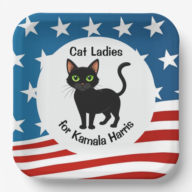Cat Ladies for Kamala Harris Design Paper Plates (Front)