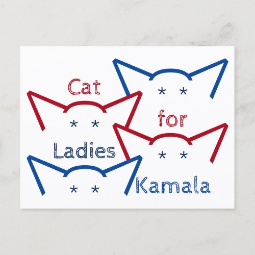 Cat Ladies for Kamala Harris Ears ASCII Art Postcard