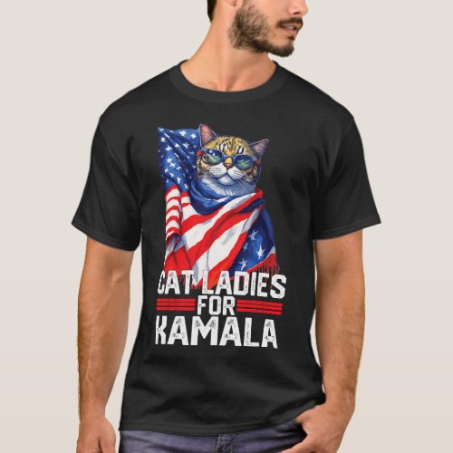 Cat Ladies For Kamala Harris Funny Cat  T_Shirt