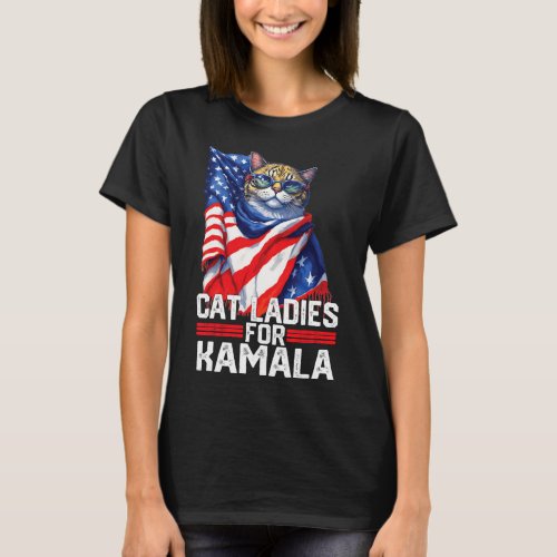 Cat Ladies For Kamala Harris Funny Cat  T_Shirt