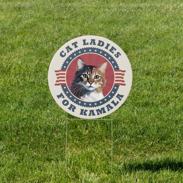 Cat Ladies for Kamala Harris President 2024 Sign (Insitu)