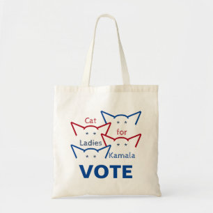 Cat Ladies for Kamala Harris Vote Ears ASCII Tote Bag