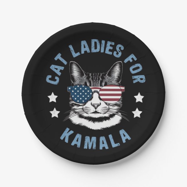 Cat Ladies For Kamala Paper Plates (Front)