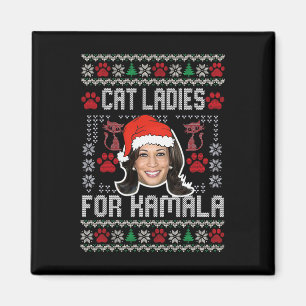 Cat Ladies For Kamala Santa Christmas Madam Presid Magnet