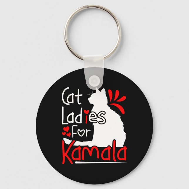 Cat Ladies For Kamala Silhouette Graphic  Keychain (Front)