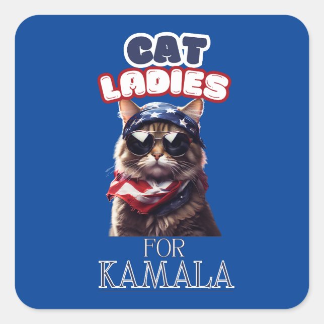Cat Ladies For Kamala USA Square Sticker (Front)