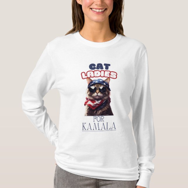 Cat Ladies For Kamala USA T-Shirt (Front)