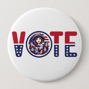 Cat Ladies for Kamala Vote Button