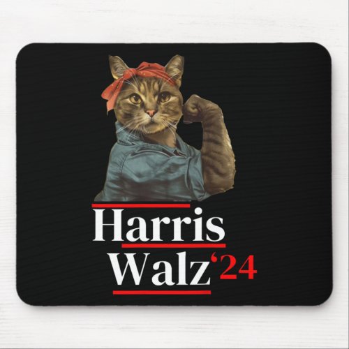 Cat Ladies For Kamala _ Walz Funny Cat 2024 Presid Mouse Pad