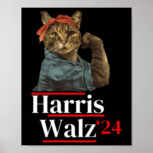 Cat Ladies For Kamala _ Walz Funny Cat 2024 Presid Poster