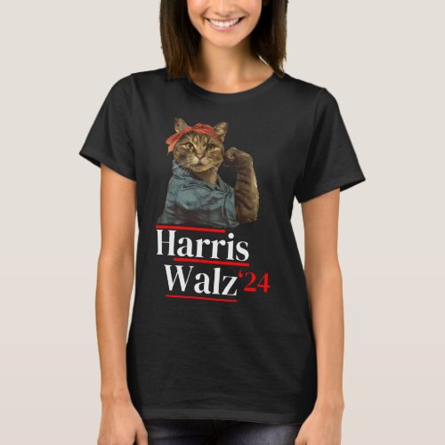 Cat Ladies For Kamala _ Walz Funny Cat 2024 Presid T_Shirt