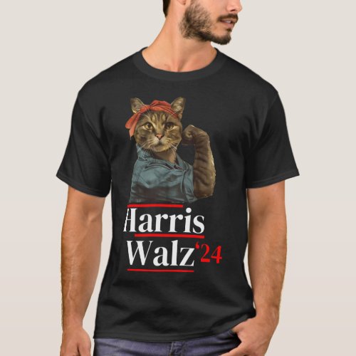 Cat Ladies For Kamala _ Walz Funny Cat 2024 Presid T_Shirt