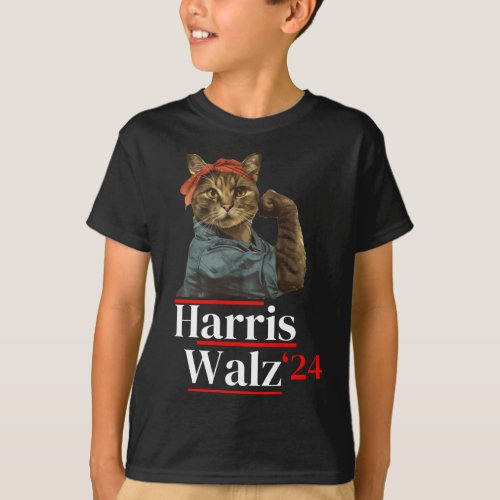 Cat Ladies For Kamala _ Walz Funny Cat 2024 Presid T_Shirt