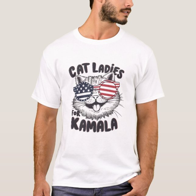 Cat Ladies for President  Kamala Funny Cat 2024  T-Shirt (Front)