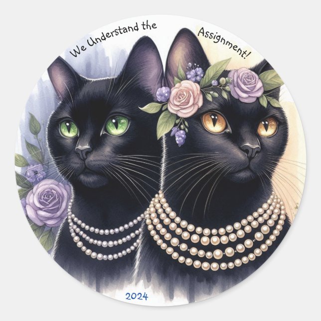 Cat ladies understand the assignment classic round sticker (Front)