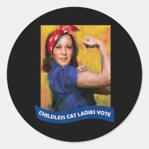 Cat Ladies Vote Kamala 2024 Rosie The Riveter  Classic Round Sticker