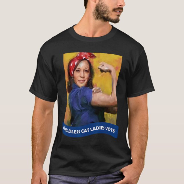 Cat Ladies Vote Kamala 2024 Rosie The Riveter  T-Shirt (Front)