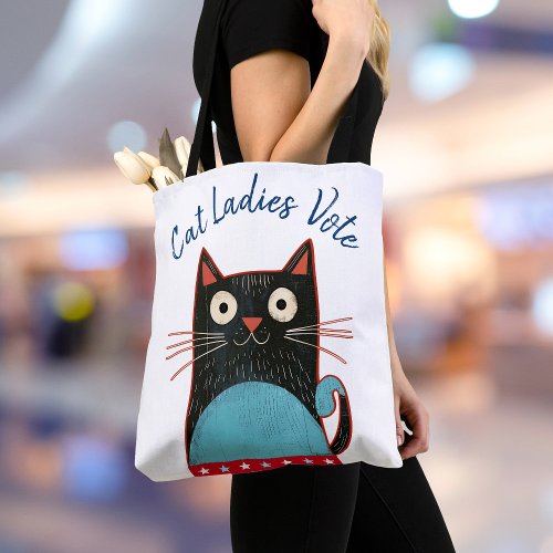 Cat Ladies Vote Script Feminist Rustic Bold Cute Tote Bag